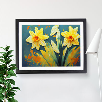 Daffodil Flower Splash - Framed Print