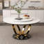 Table de salle à manger ronde 53 po 53 po avec plateau tournant à 360 ° lisse et résistant aux taches et à la chaleur, design minimaliste moderne pour la salle à manger, la cuisine, le coin-repas et l'espace compact (table seulement)