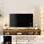 Meuble télé flottant avec ports et rangement spacieux, noir ultrabrillant, convient aux téléviseurs de 60 à 69 po, conception de tablette ouverte décorative, pratique