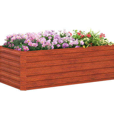 Galvanized Raised Garden Bed, 6' X 3' 2', Dark Brown. Metal Planter For Veggies, Flowers, Herbs. Reinforced, Open Bottom, Outdoor Plant Space Brown Box. 2' Spacious. Open, Water-, Easy Installation