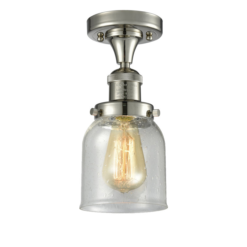 Norberto Glass Semi Flush Mount, Polished Nickel