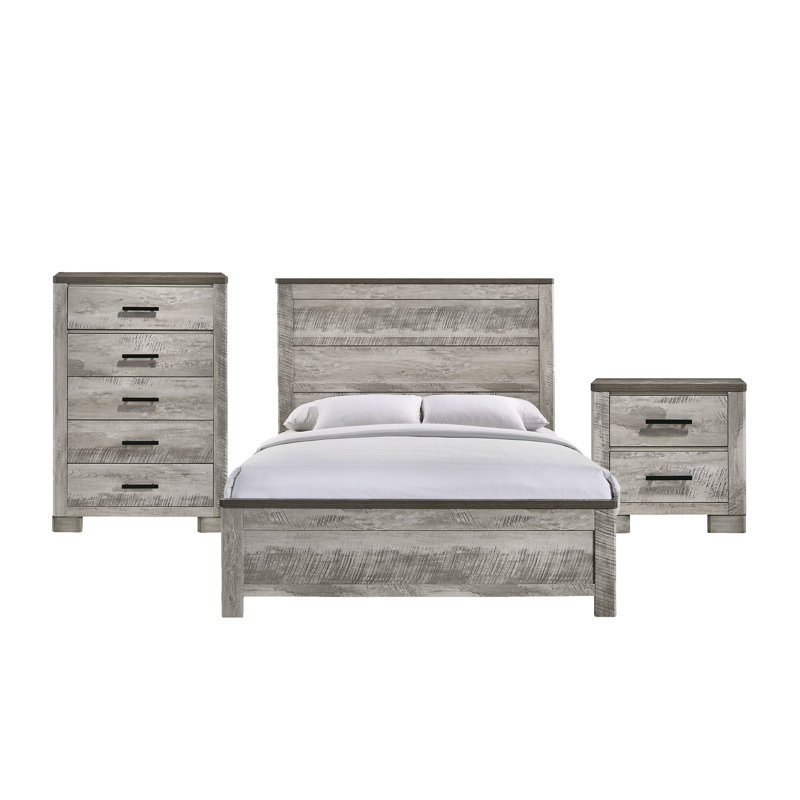 Ensemble de chambre à coucher standard 3 pièces Payne, Double, 3 Pcs: Bed, Chest, Nightstand