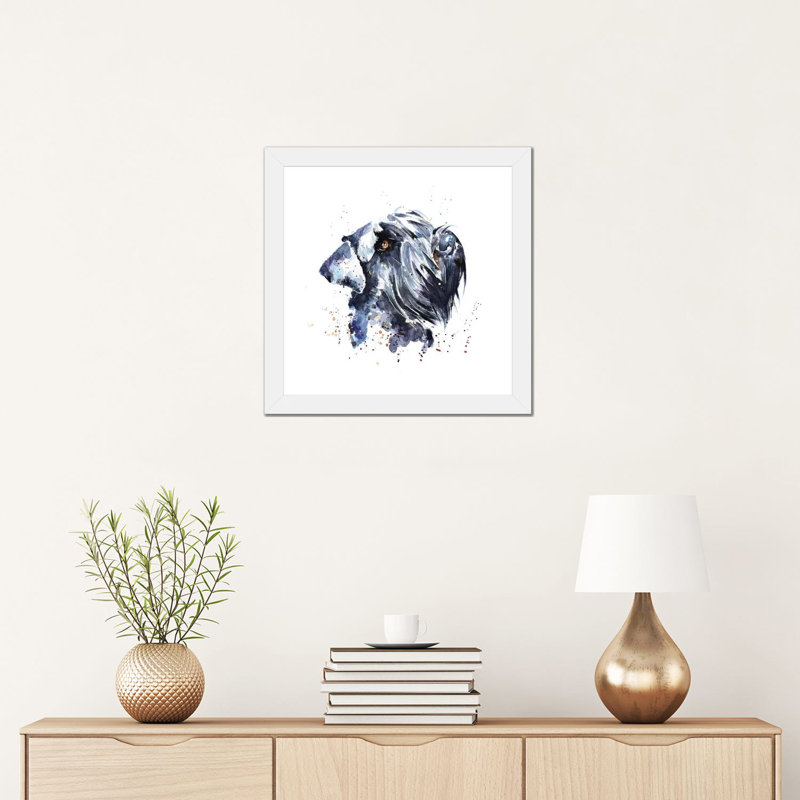 Schnauzer géant par EdsWatercolours - impression, Blanc, H 16 po x l 16 po x P 1 po, Papier encadré blanc