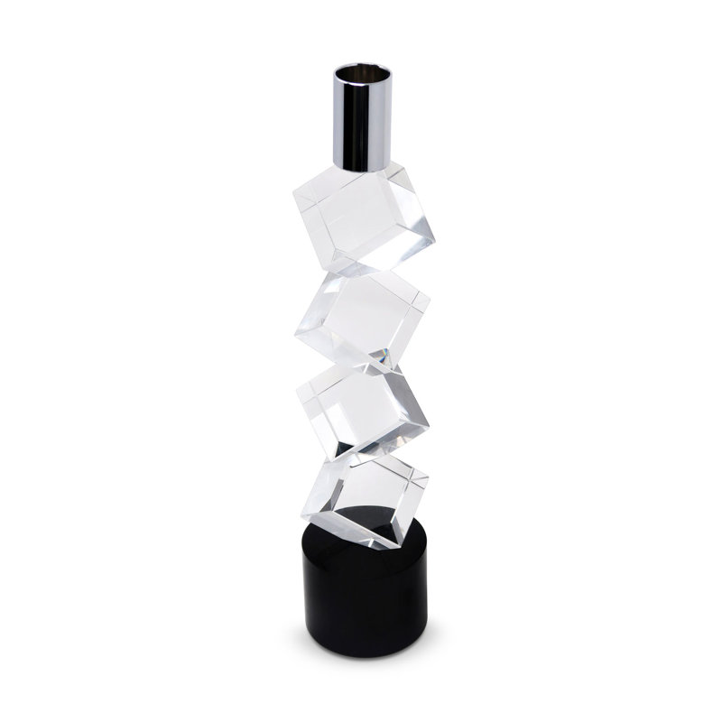Bougeoir en cristal diagonal H 7,5 po, H 11,25 po x l 2,5 po x P 2,5 po