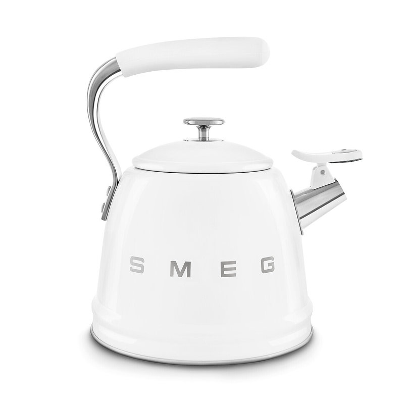 White Stainless Steel Whistling Stovetop Kettle