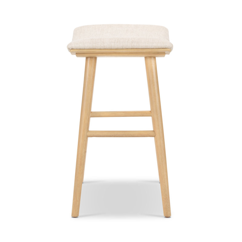 Schaeffer Solid Wood Stool, Counter Stool (26" Seat Height), Rayon/Viscose - Essence Natural/Light Parawood