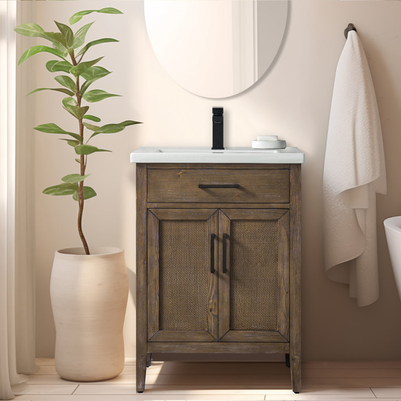 Ensemble de meuble-lavabo simple 24 po Sebastiano, Brun antique