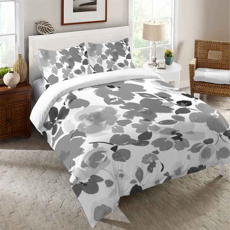 Housse de couette en microfibre Contemporary Florals, Housse de couette pour lit simple