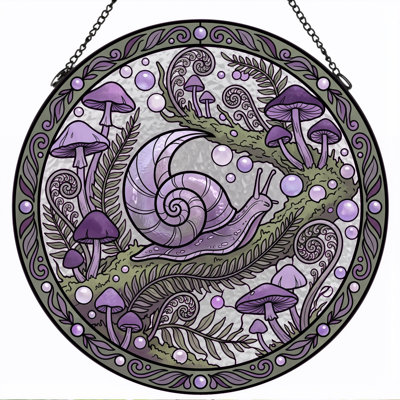 Panneau de vitrail mauve escargot ， 7,8 H