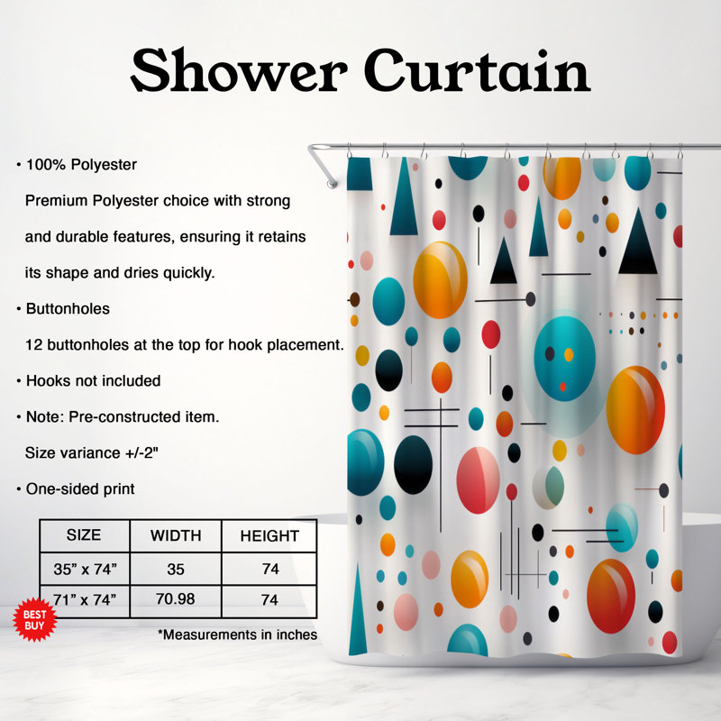 Abstract Forms - Premium Shower Curtain, 74"H x 71"W