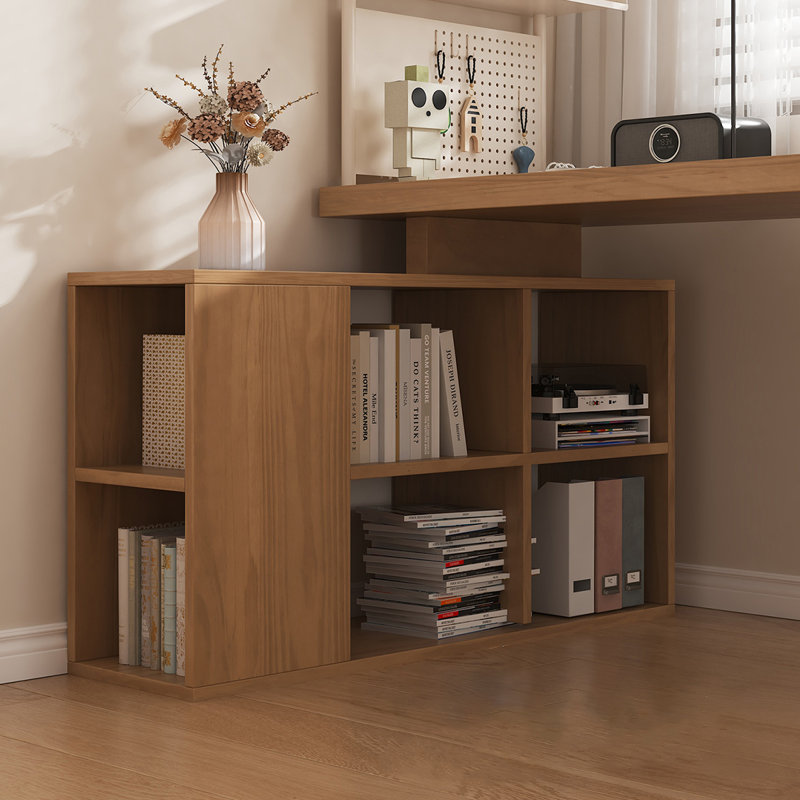 Blanc + bureau en L en bois massif Burlywood + fer, H 29,53 po x l 70,87 po x P 35,43 po