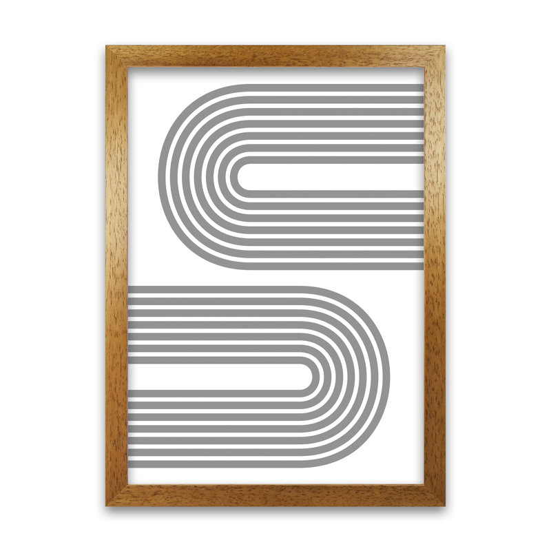 Two Modern Grey Rainbow Original - Print, 42cm H x 30cm W x 3cm D, Oak Frame