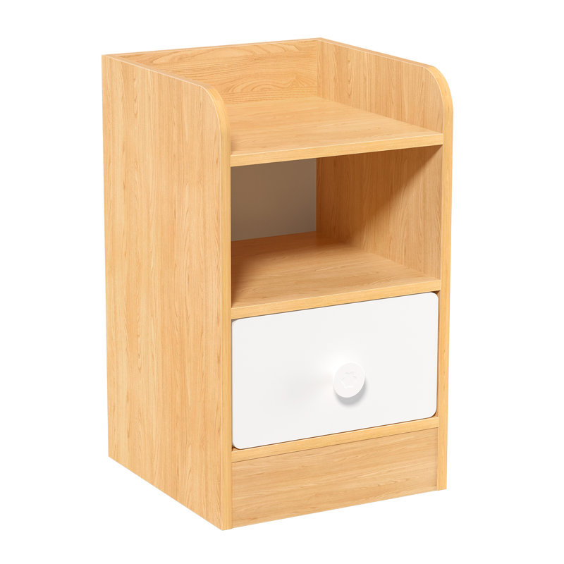 Bedside Table, Bedroom Nightstand, Rustic End Table with Drawer and Storage Shelf, Couch Table Wooden Bedside Table for Living Room