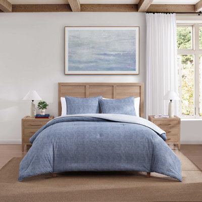 Tommy Hilfiger Classic Texture Cotton Chambray Blue Comforter Set