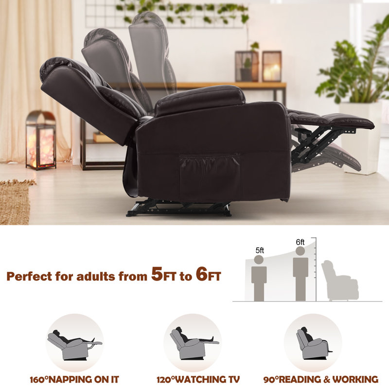 Latitude Run® Seats Pu Leather Recliner Heated Massage Chair
