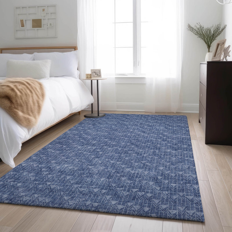 Premium Machine Washable Cerrito AMF514 Navy Rug, Rectangle 9' x 12'