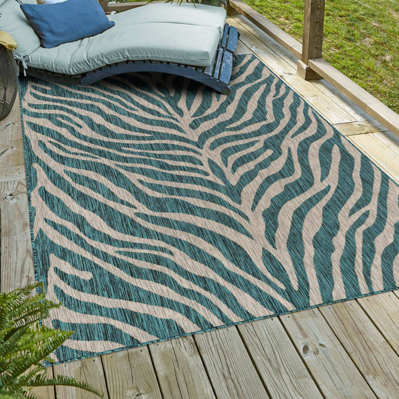 Tapis safari Teal_Unique Loom, Rectangle de 10 pi x 14 pi
