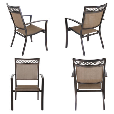 4 pièces de chaises de patio en aluminium pour l'extérieur, résistant à la rouille, aux rayons UV et aux intempéries