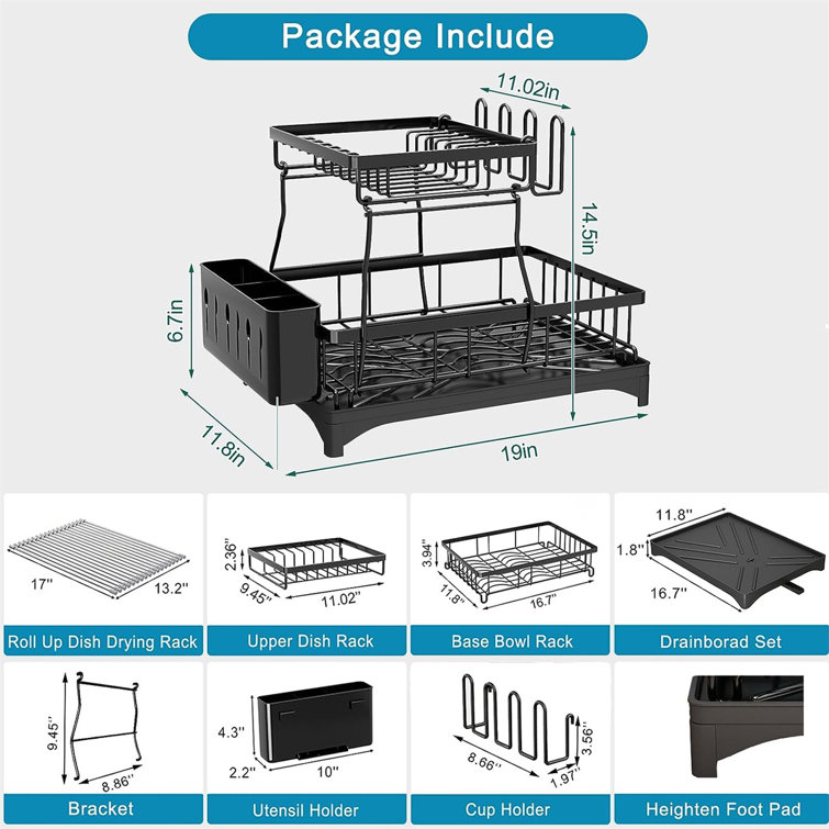 QINGDAOSAIBOSIFANGSHUIGONGCHENGYOUXIANGONGSI Stainless Steel Adjustable 2  Tier Dish Rack