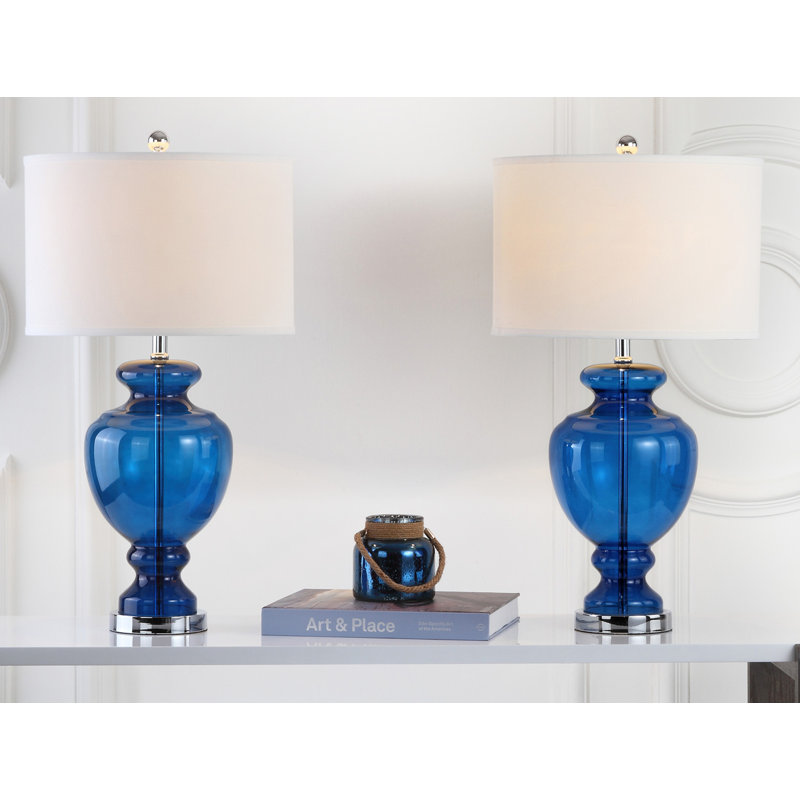 Tiverton Glass Table Lamp, Navy