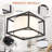 Semi Flush Mount Ceiling Light Fixture, 3-Light Fabric Drum Shade Ceiling Light With Black Metal Frame, Entryway Light Fixtures, Close To Ceiling Light For Bedroom, Living Room, Kitchen, Hallway