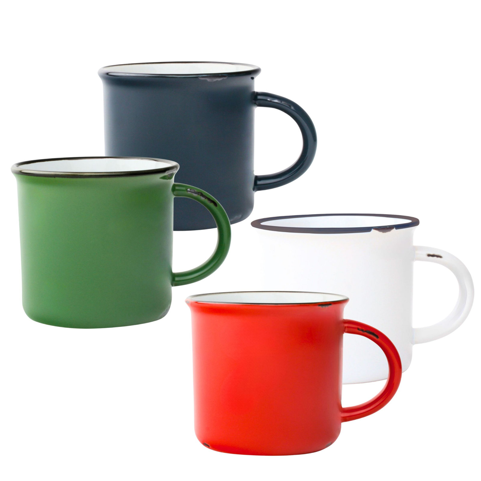 Tinware Stoneware Mug, Red/White/Green/Black