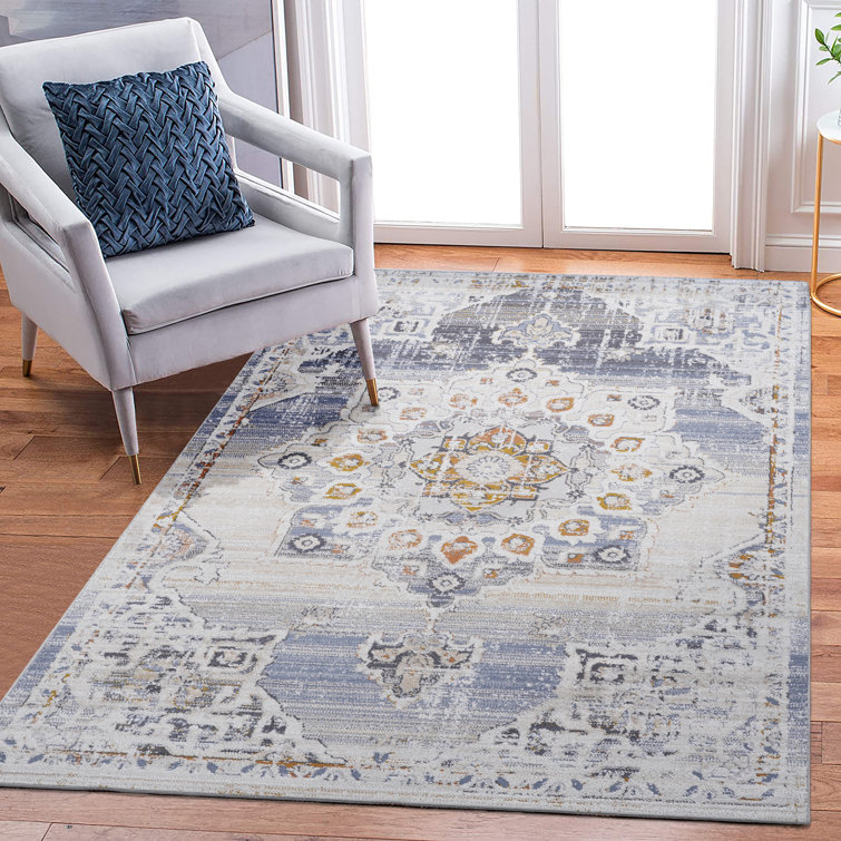 Naar Payas Area Rugs, Cream/Gold/Medallion Accent Power Loom Machine -Crafted Rug