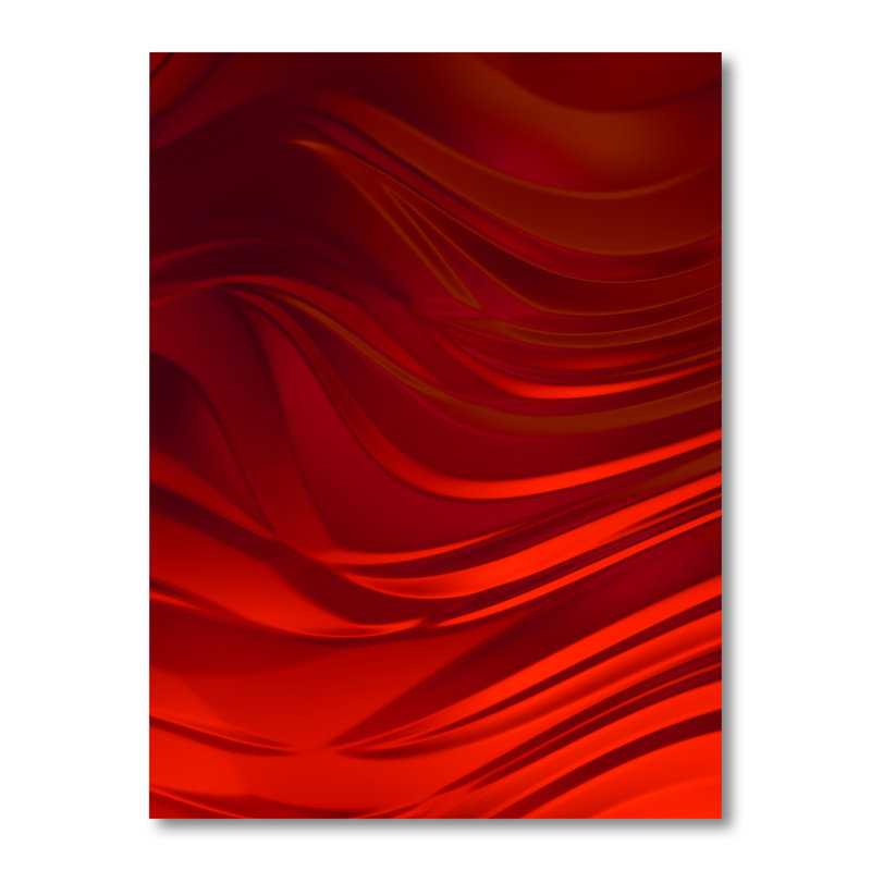 Abstract Red Wave Liquid Art II - Painting on Canvas, 44" H x 34" W, Wrapped Canvas, No Frame
