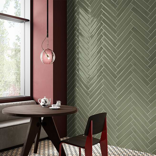Paint 3x16 Glossy Porcelain Tile, Verde Green