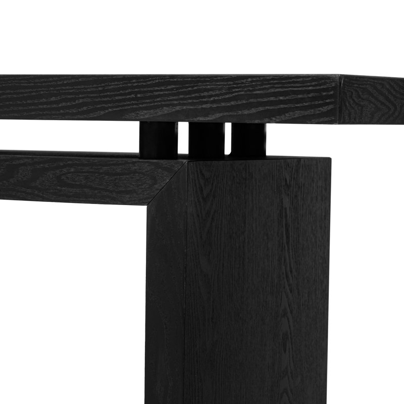 U_STYLE Uniquely Designed Ash Veneer Console Table, Black
