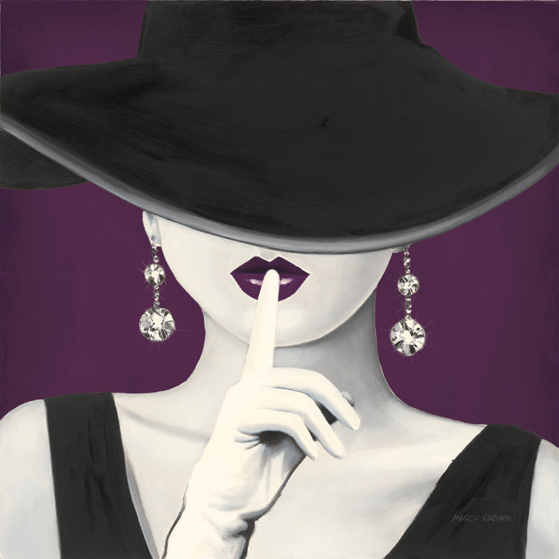 " Haute Chapeau Purple I V2 ", 20" H x 20" W, No Mat, Wrapped Canvas