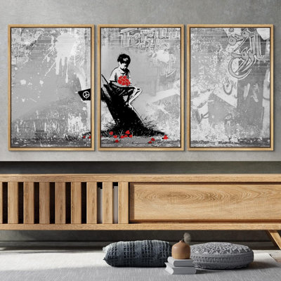 Peinture en aérosol Banksy Rocket Plane Graffiti & Street Art Comic Book Modern Art Urban Portrait 3 pièces