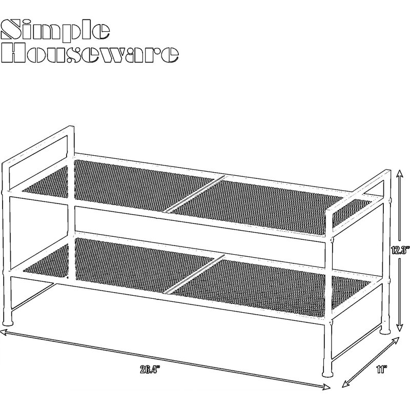 Étagère à chaussures empilable en maille avec structure métallique robuste, organisateur à deux niveaux pour entrée et placard, solution de rangement gain de place