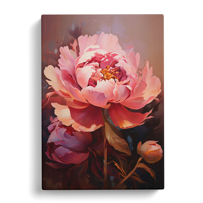 Peony Flower Contemporary - Wrapped Canvas, 76cm H x 50cm W x 3cm D