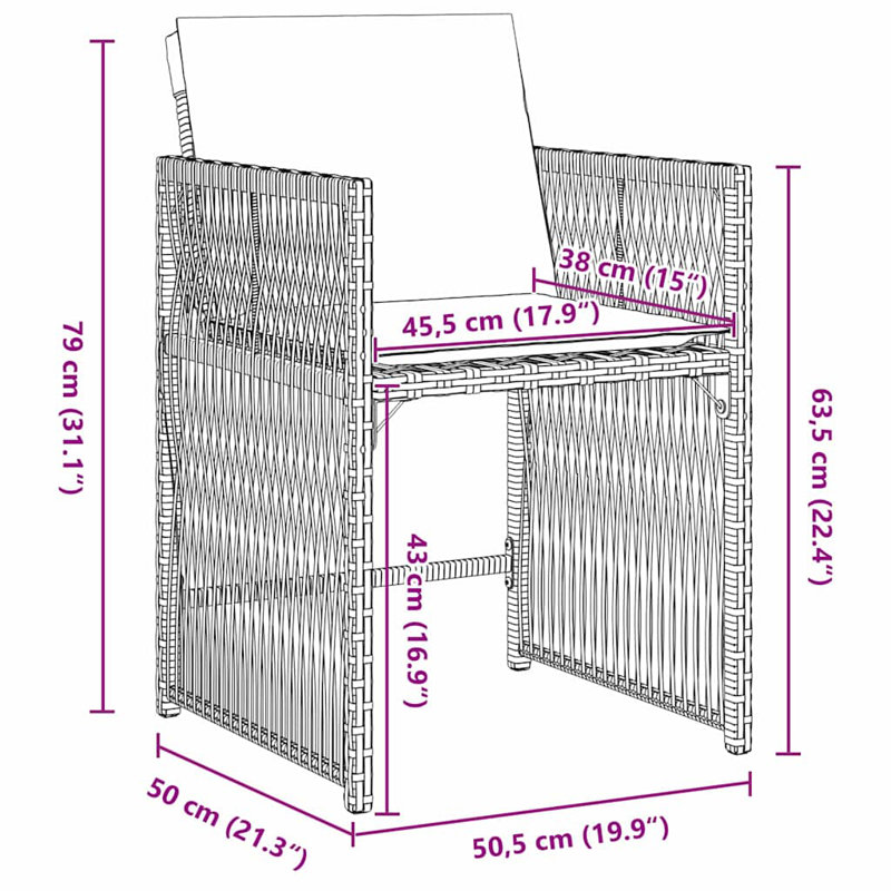 4 - Person Patio Dining Set with, Brown, 73cm H x 160cm W x 80cm D