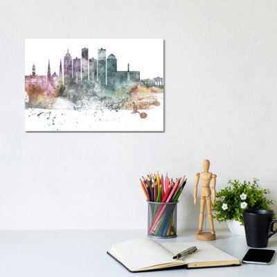 Detroit Pastel Skylines - Wrapped Canvas Print