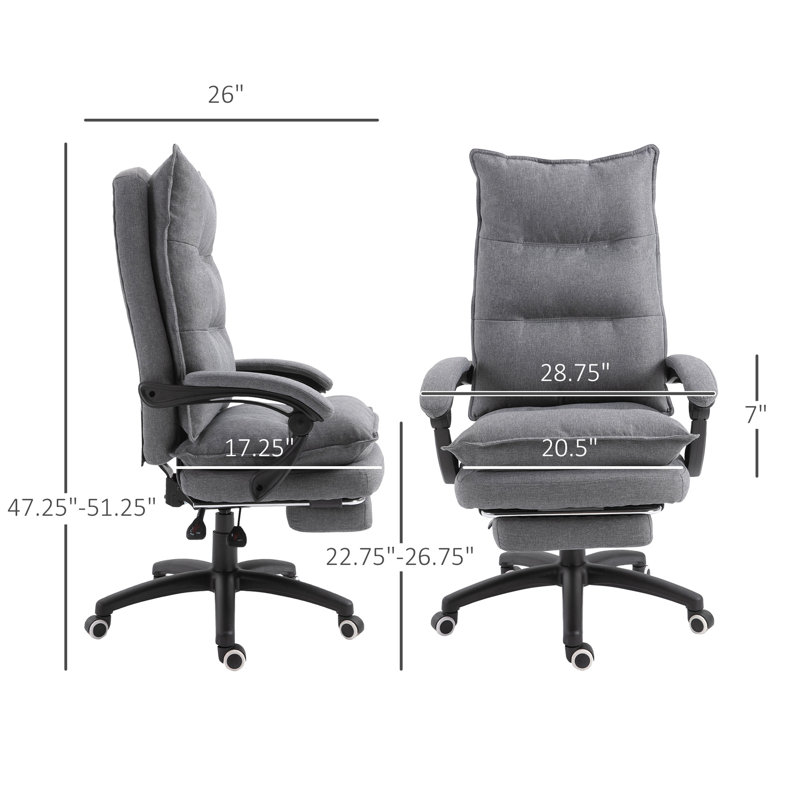 Adjustable Swivel Office Chair With Reclining Function And Footrest For Ultimate Comfort And Productivity.