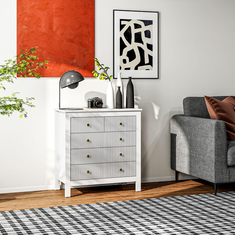 Hodgins 10cm W 5 - Drawer Chest of Drawers, White
