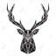 «Geometric Deer Head - Black & White Wildlife», reproduction encadrée-831665708