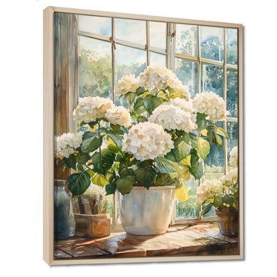 Hortensias dans la ferme serre II - hydrangées, art mural