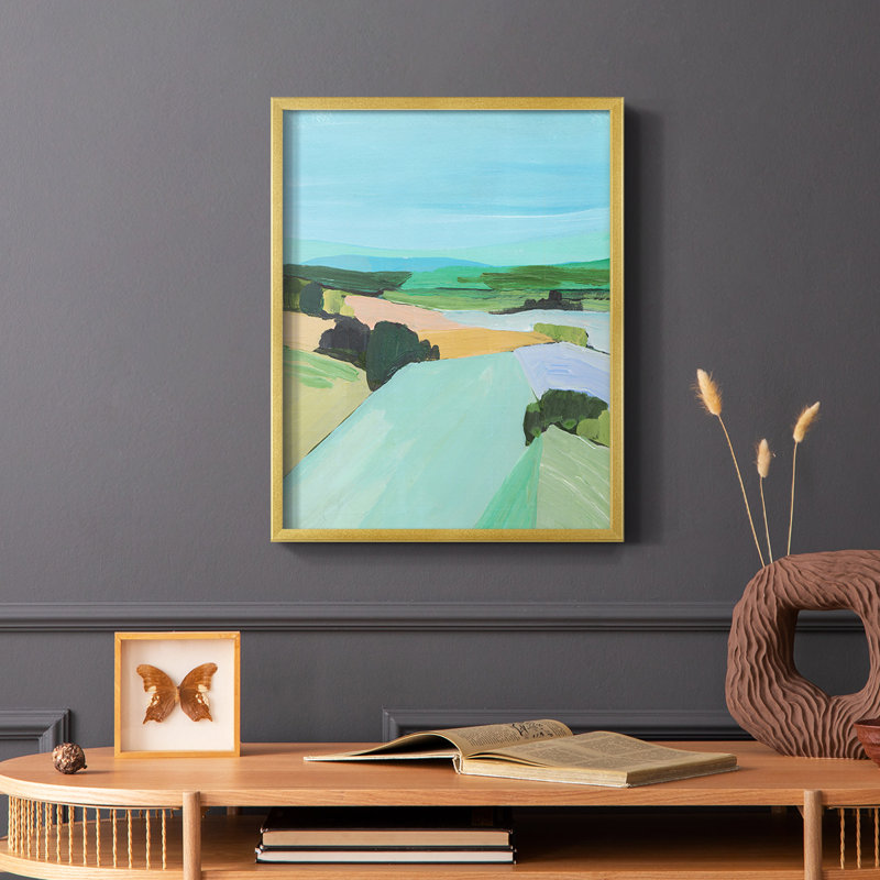 «Bright Coloured Countryside IV», reproduction encadrée - bois massif, Or, H 10 po x l 8 po