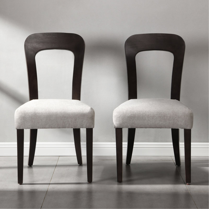 2 chaises de salle à manger: assise en tissu chenille gris, pieds en bois d'hévéa brun foncé, capacité de 330 lb, 2 chaises polyvalentes et pratiques: chaise facile à assembler et rembourrée