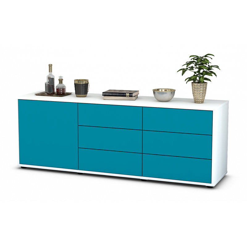 Wyant TV Stand for TVs up to 60", Turquoise / Matte White