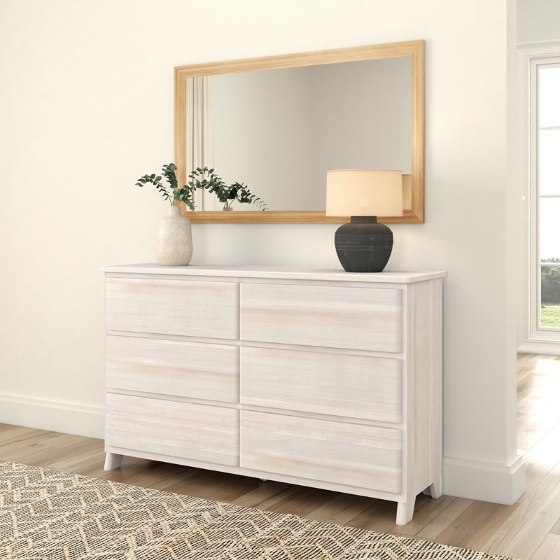 Commode 6 tiroirs Modern Farmhouse, Blanc délavé