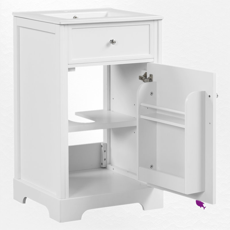 20" Single Vanity With Ceramic Top, White