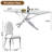 Modern Rectangle Dining Table Set For 8, 78.7" Tempered Glass Top And Stainless Steel Base With Oval PU Leather Dining Chairs-117969330-117969334