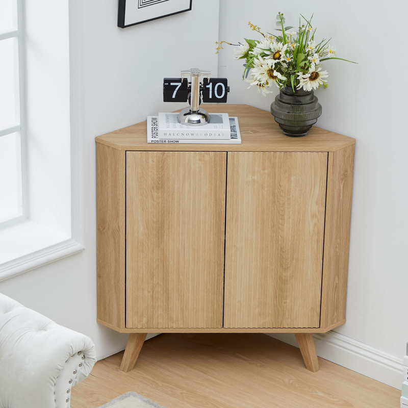 Small Corner Floor Cabinet, Natural