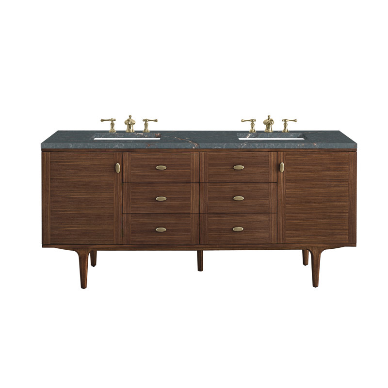 Amberly 72'' W Double Vanity, Parisien Bleu, 8" Widespread