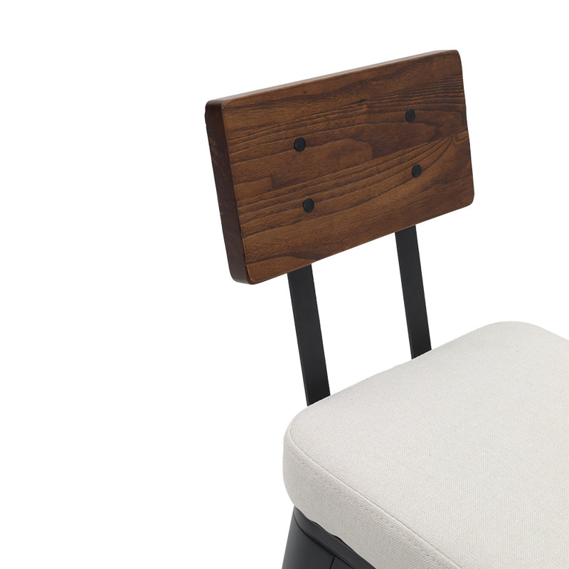 Thornaby Upholstered Counter Stool with Metal Frame, White