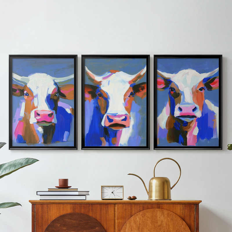 ANIMALS Series CECXLV - Toile tendue avec châssis encadré - 3 pièces, H 21 po x l 30 po
